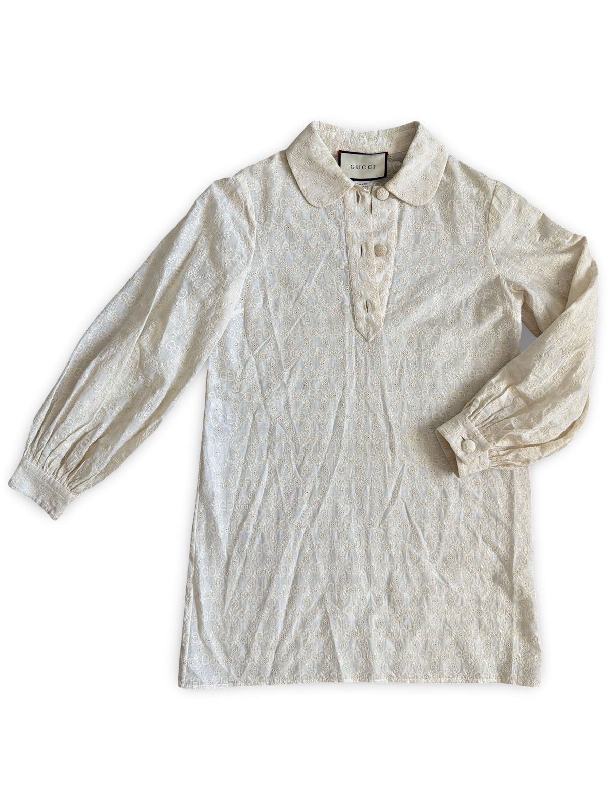 Vintage Gucci Embroidered Cotton Dress