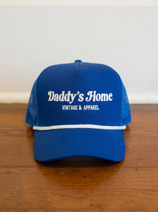 DADDY'S HOME Vintage & Apparel Logo Blue Trucker, front view